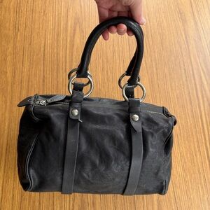 Sundance Black Leather Moto Satchel Shoulder Bag Excellent Condition